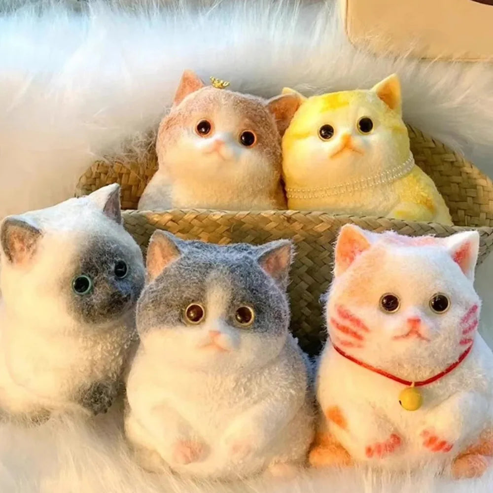 Fuzzy Flocked Cat Squishy – 6 Cats