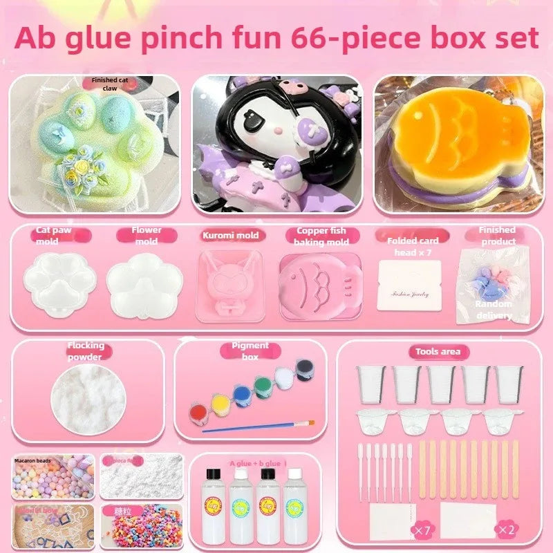 DIY Taba Squishy Kit – 66-Piece Cat Paw Set