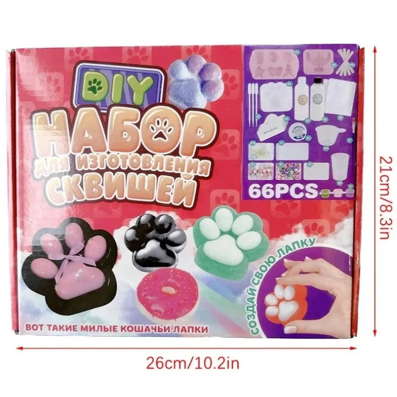 DIY Taba Squishy Kit – 66-Piece Cat Paw Set