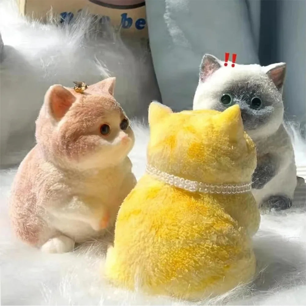 Fuzzy Flocked Cat Squishy – 6 Cats