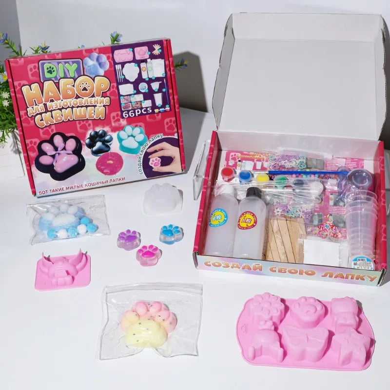 DIY Taba Squishy Kit – 66-Piece Cat Paw Set